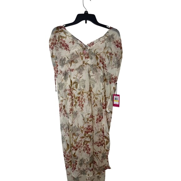 NWT Vince Camuto Medium Floral Sheer Coverup Dress With Tie Sleeves & V-Neck - Picture 3 of 6
